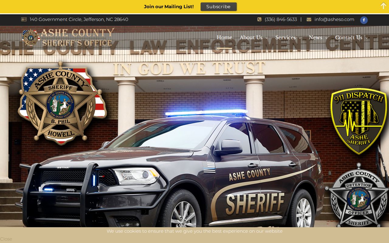 Ashe County arrest history on the sheriff services site