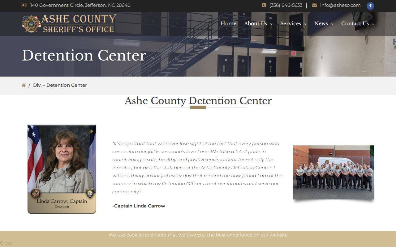 Ashe County arrest lookup detention center information