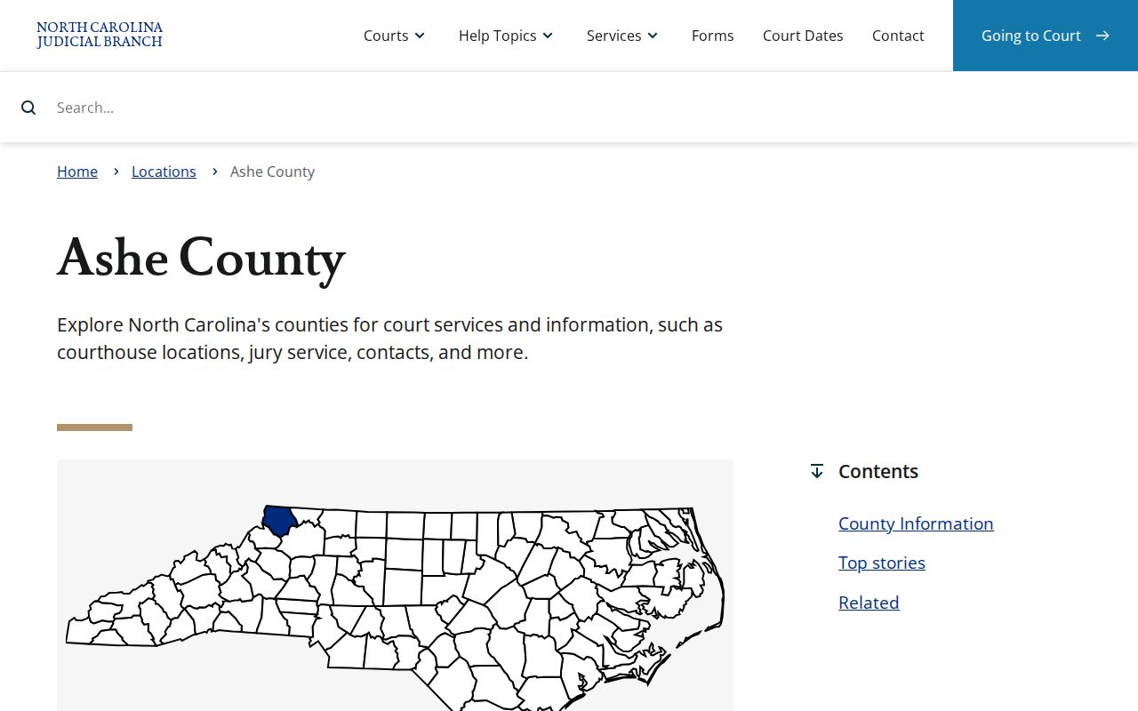 Ashe County criminal court cases on the official court page