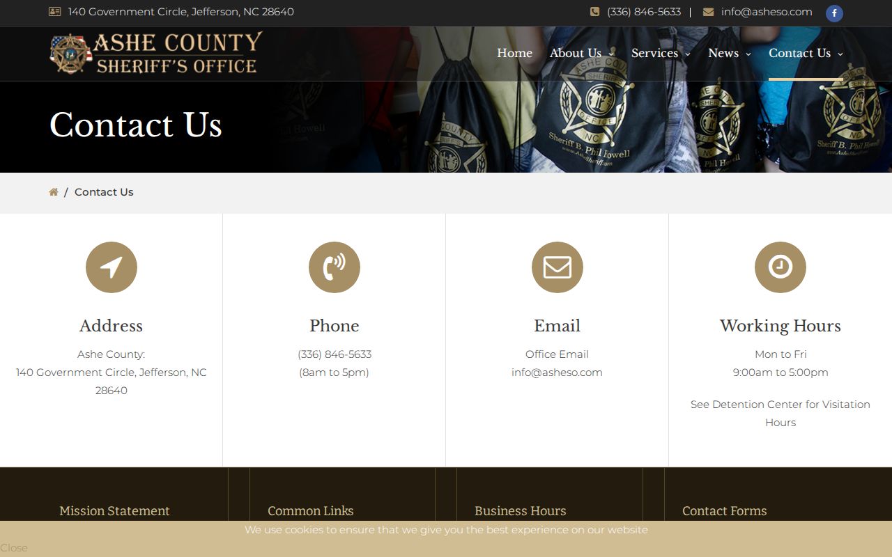 Ashe County criminal records Sheriff contact information