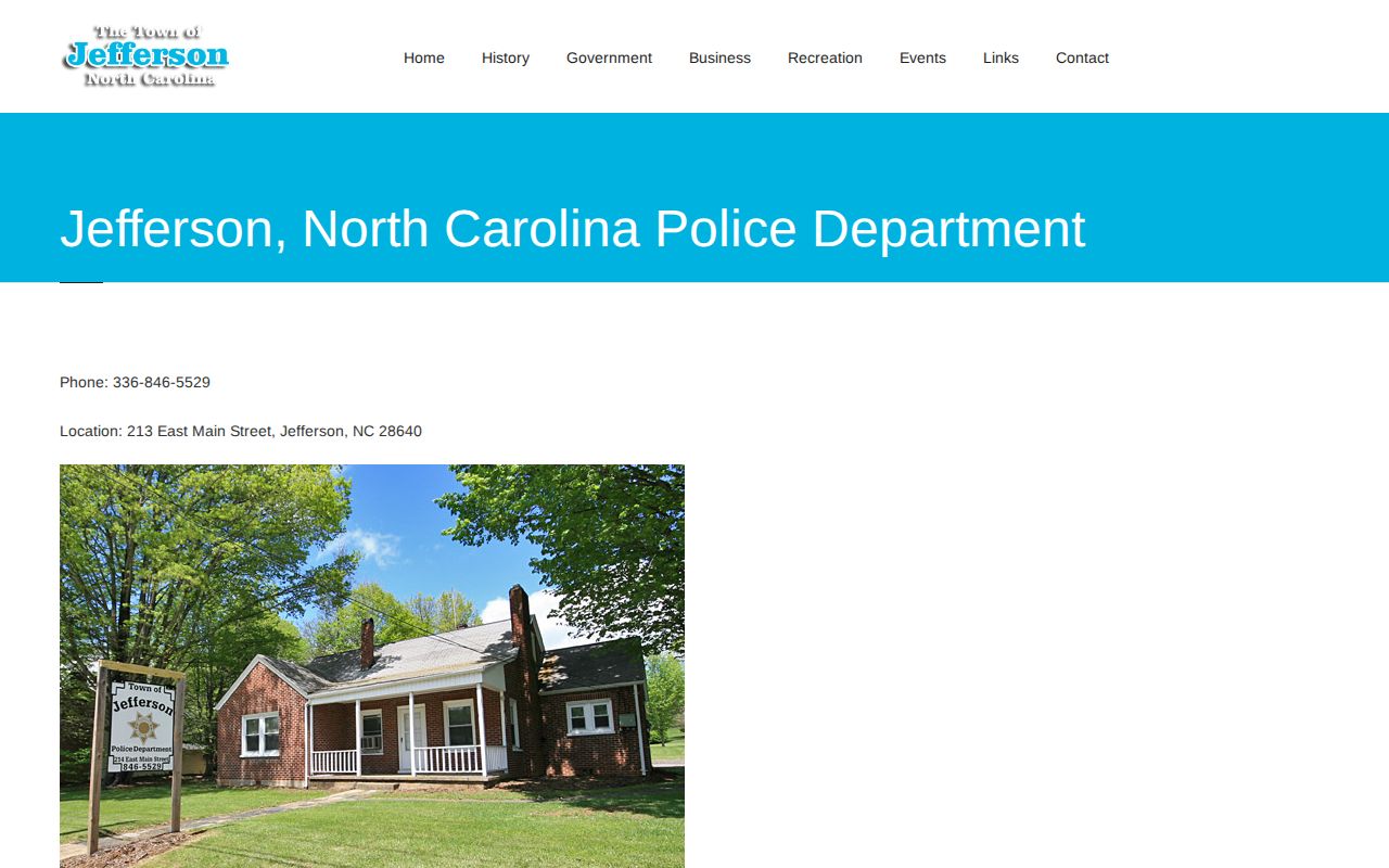 Jefferson criminal records contact at Jefferson Police Department