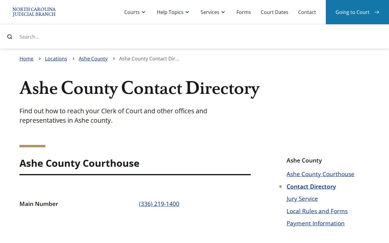 Lansing criminal records Ashe County court contact directory