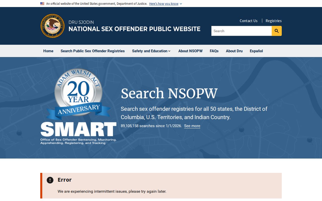 National search layer for Ashe County sex offender records