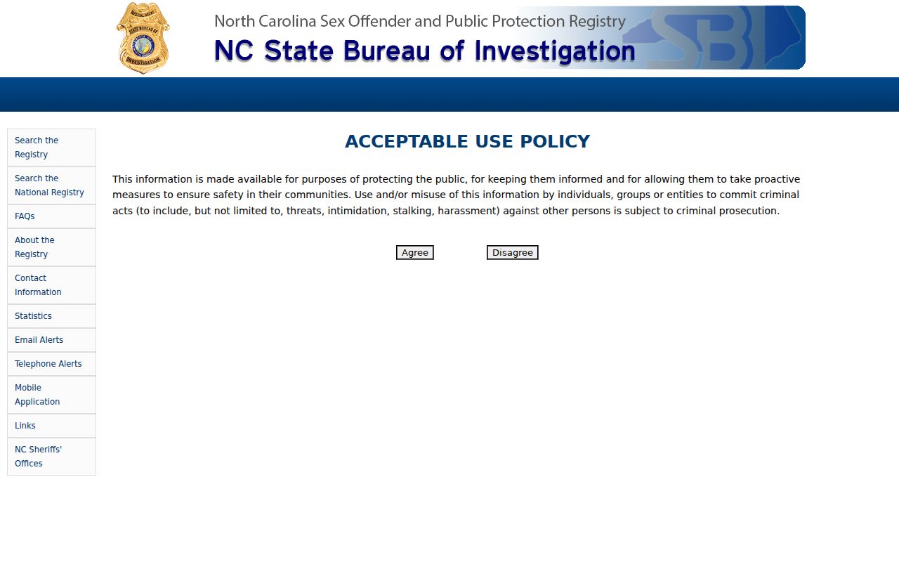 NCSBI Ashe County sex offender search controls